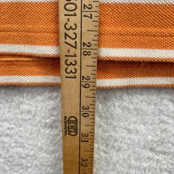 Eddie Bauer Mens Polo Shirt Size Large Orange Stripe Waffle Weave Short Sleeve - Picture 8 of 8